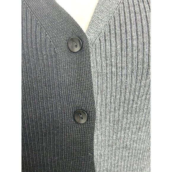 Nanette Lepore Sweater Dress S Black Grey Midi Ribbed Long Sleeve Button Down V- - Picture 14 of 14